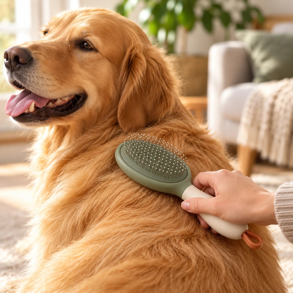 Soft Touch Grooming Brush lifestyle view